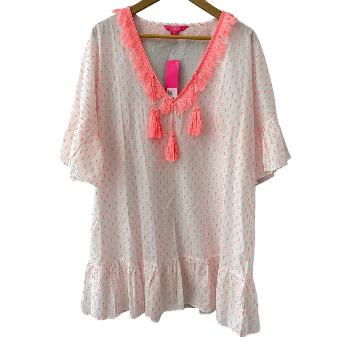 Lilly Pulitzer Kipper‎ Swim Coverup Tangelo Neon Clip Size L/XL - Image 6