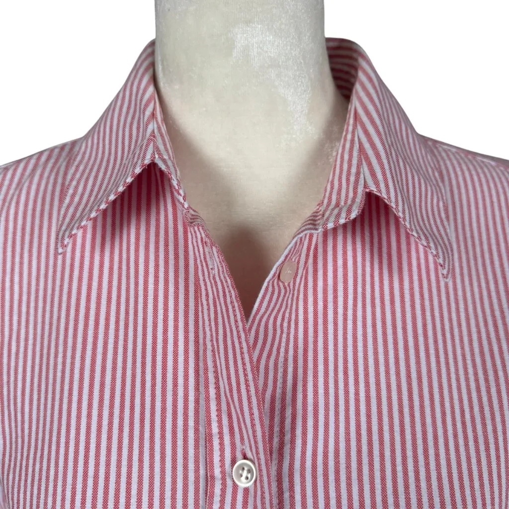 Zara pink and white striped long sleeve button down shirt women's size XS - Image 5