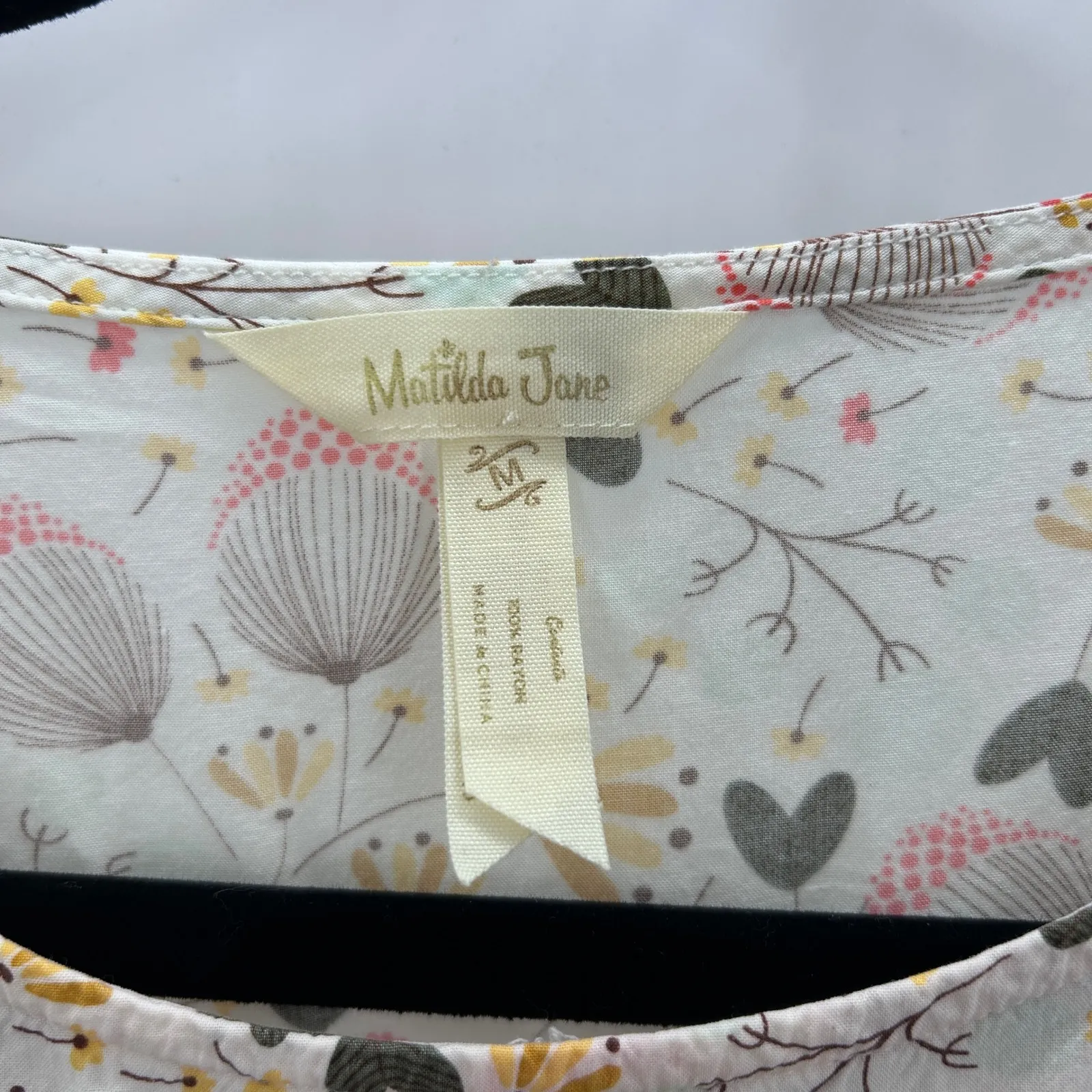 Matilda Jane‎ Womens Floral Stripe Multimedia Ruffle Sleeve Tunic Top Sz Medium - Image 3