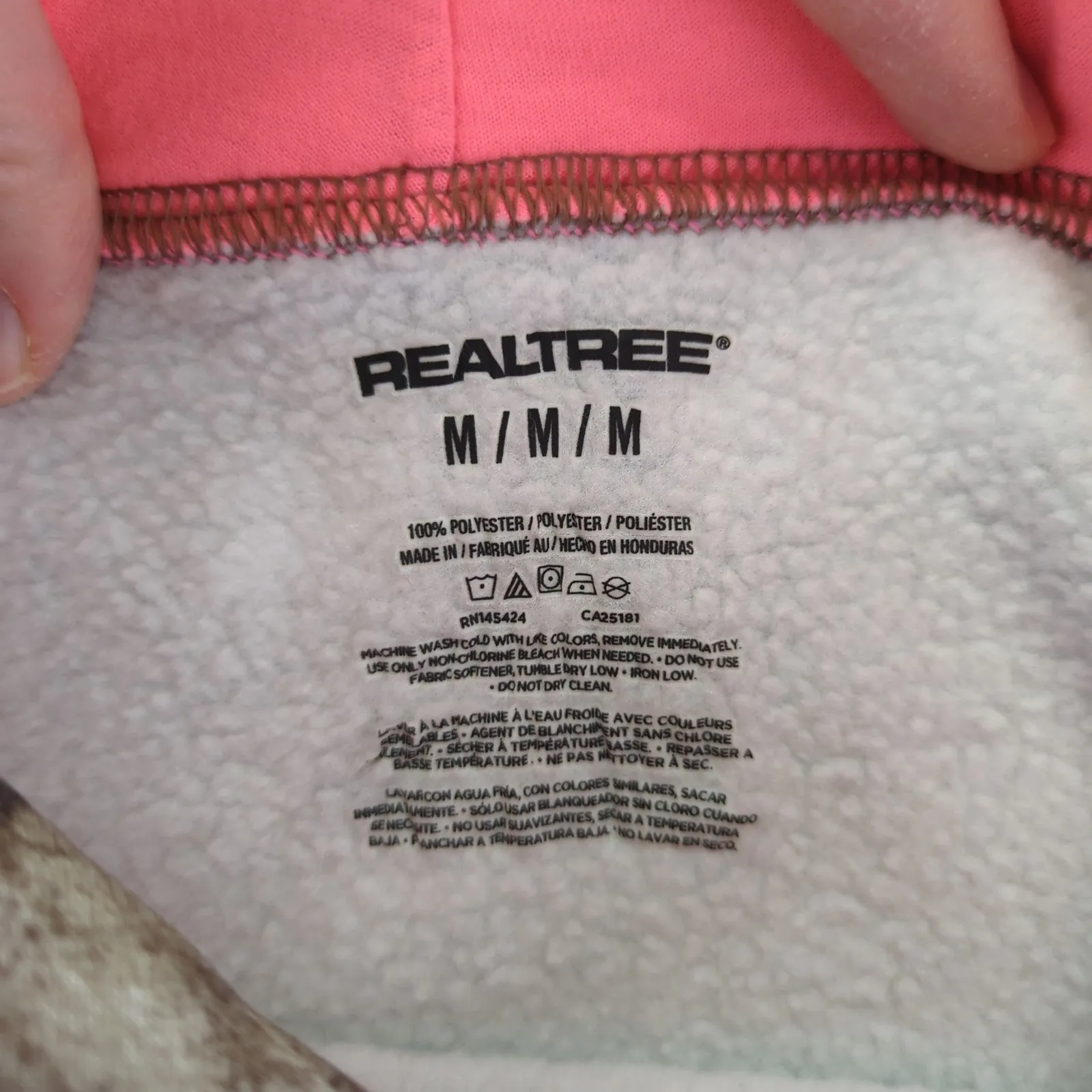 Realtree Camo Hoodie Pink Lined Hooded Sweatshirt Womens Medium Hunting - Image 4