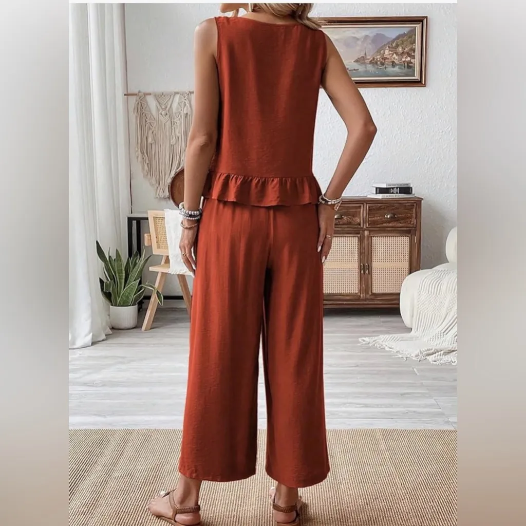 SHEIN Terracotta Sleeveless Jumpsuit - Image 2