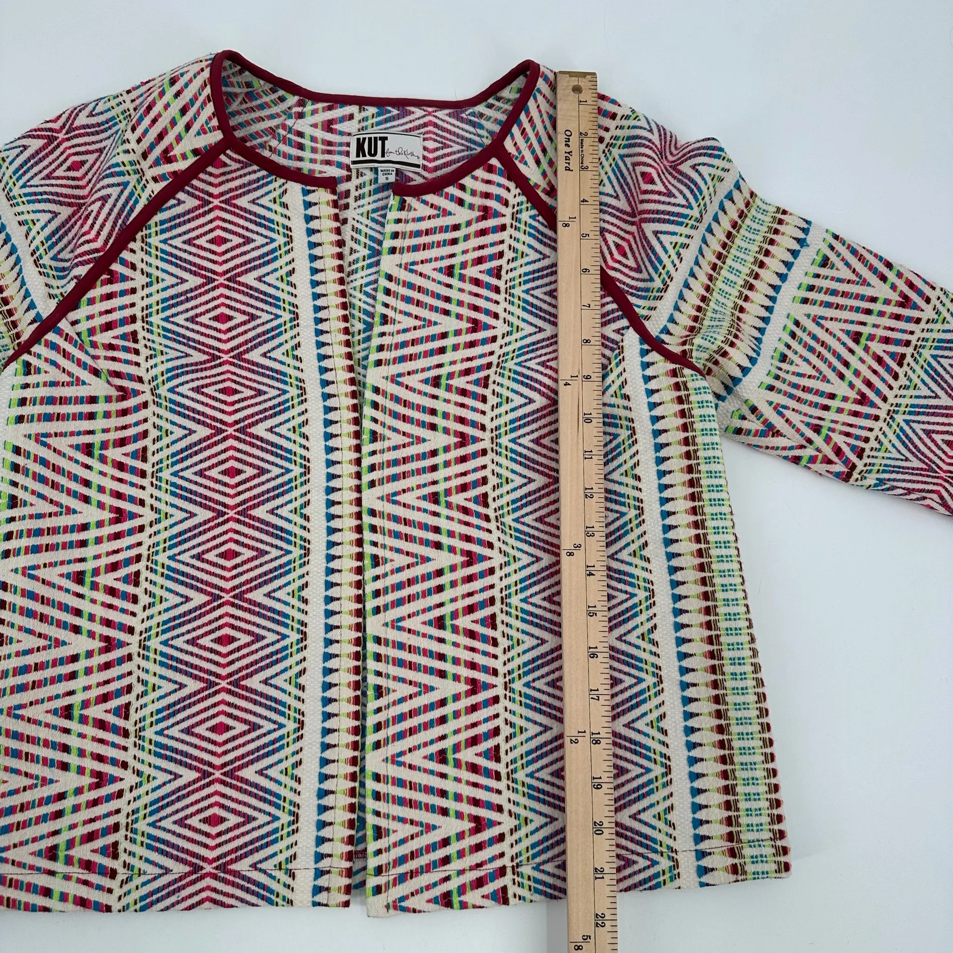 Kut from the Kloth Womens Colorful Blazer Jacket Tapestry Open Short Length Sz S  - Image 8