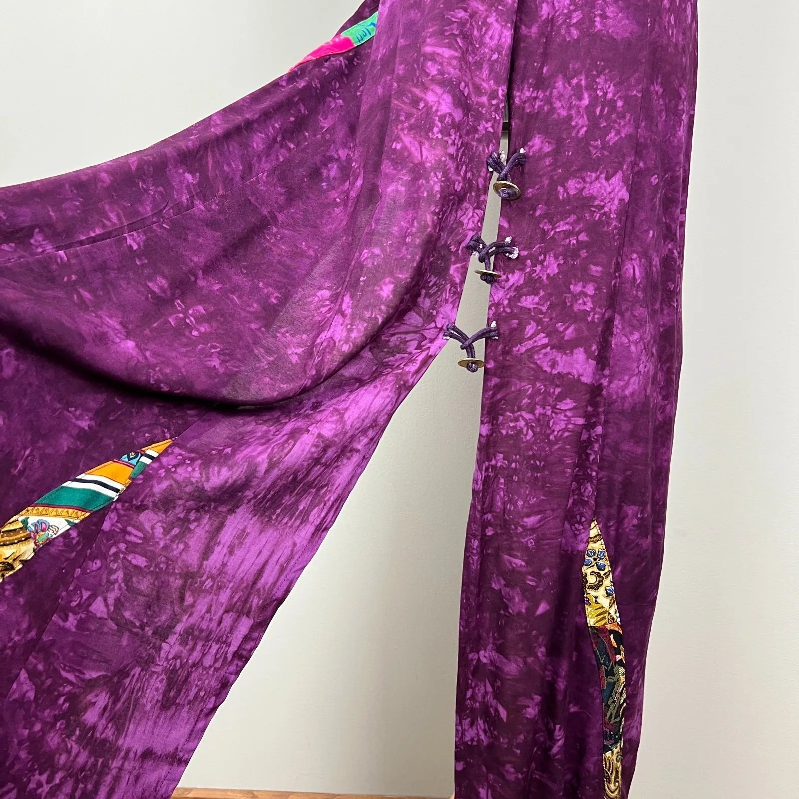 Nativewear Designs Duster Vest Women Medium Purple Tie Dye Boho Patchwork Unique - Image 8