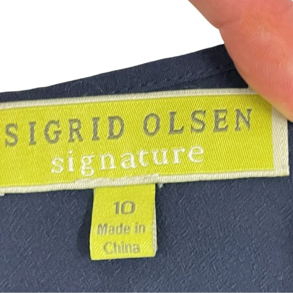 Sigrid Olsen Signature Sleeveless Boho Shift Dress Women  Size 10 Navy Blue NWOT - Image 5