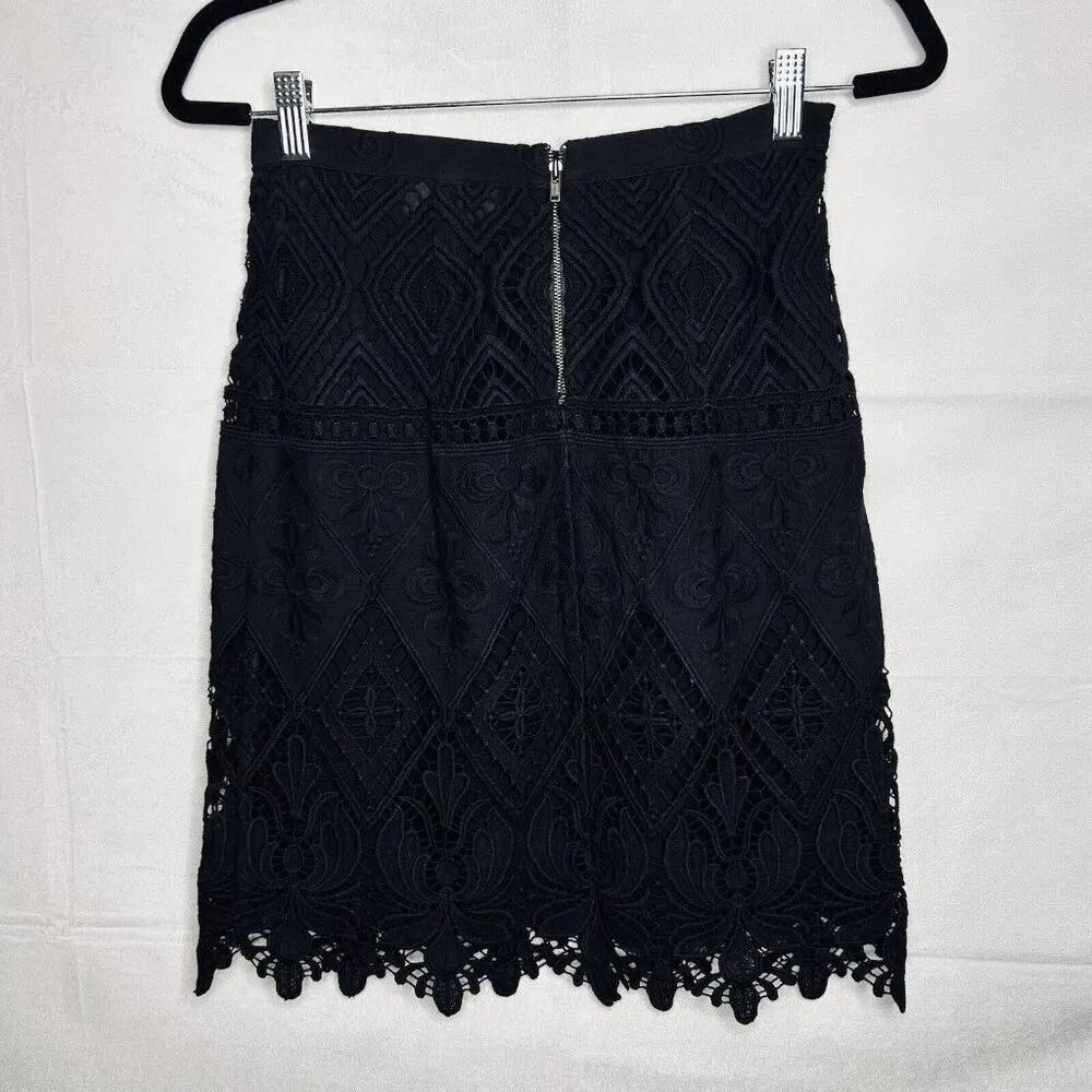 Moulinette Soeurs Anthropologie Garden Sihouette Black Lace Skirt Sz 0 - Image 4