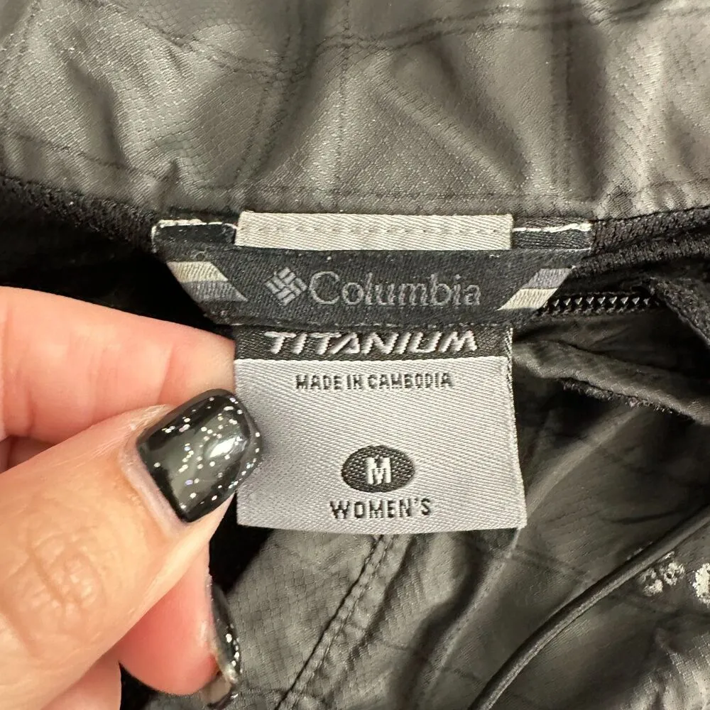 Columbia Grey Plaid Lightweight Rain Jacket Windbreaker Cinch Women's Medium - Image 3