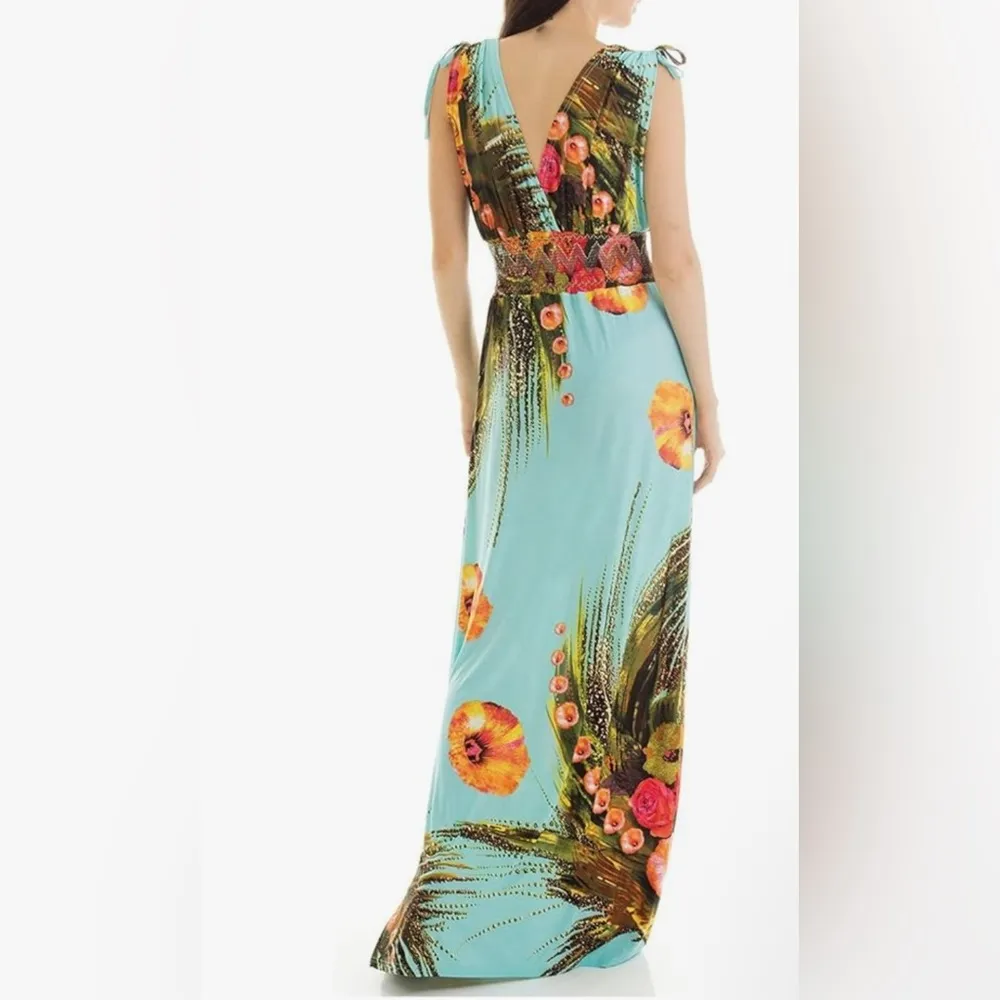 MORE FEEL FLORAL MAXI PLUS SIZE DRESS 4XL BOHO BOHEMIAN SUMMER BLUE - Image 2