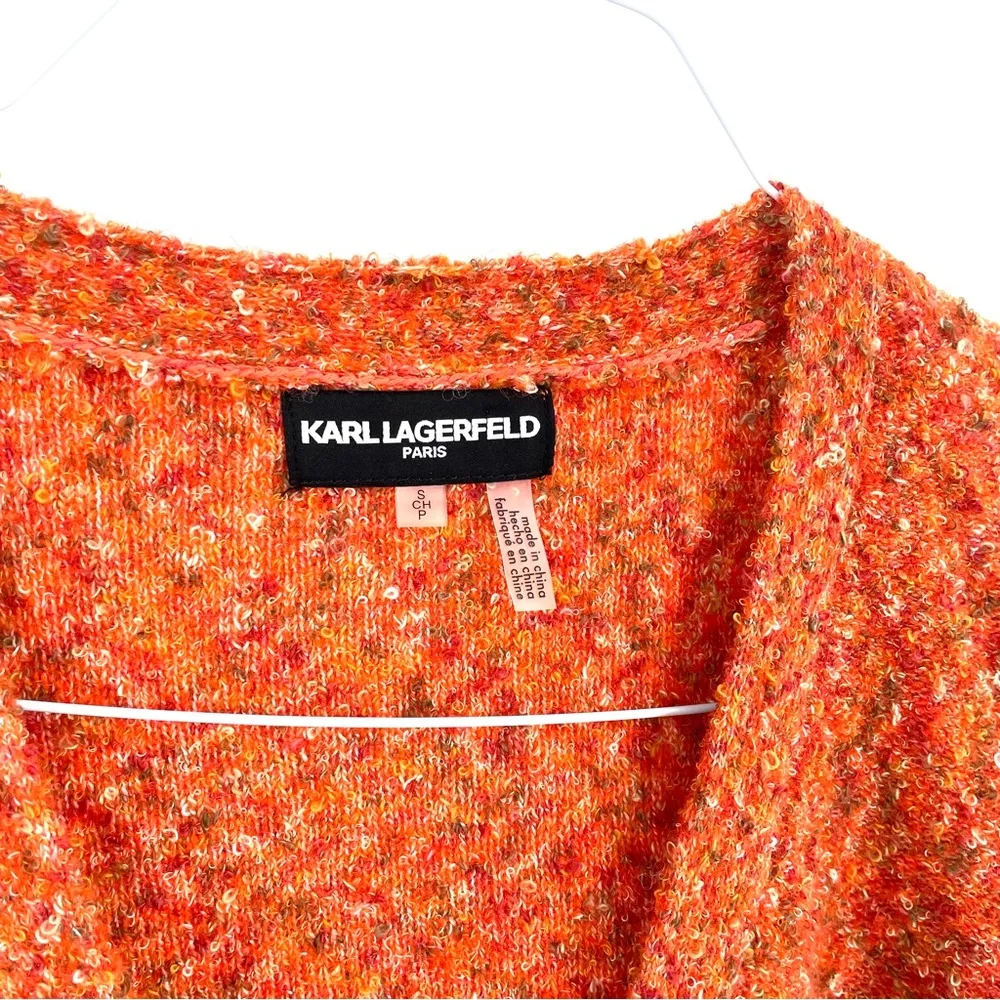 Karl Lagerfeld Paris Confetti Puff Shoulder Wool Blend Button Cardigan Sweater - Image 7