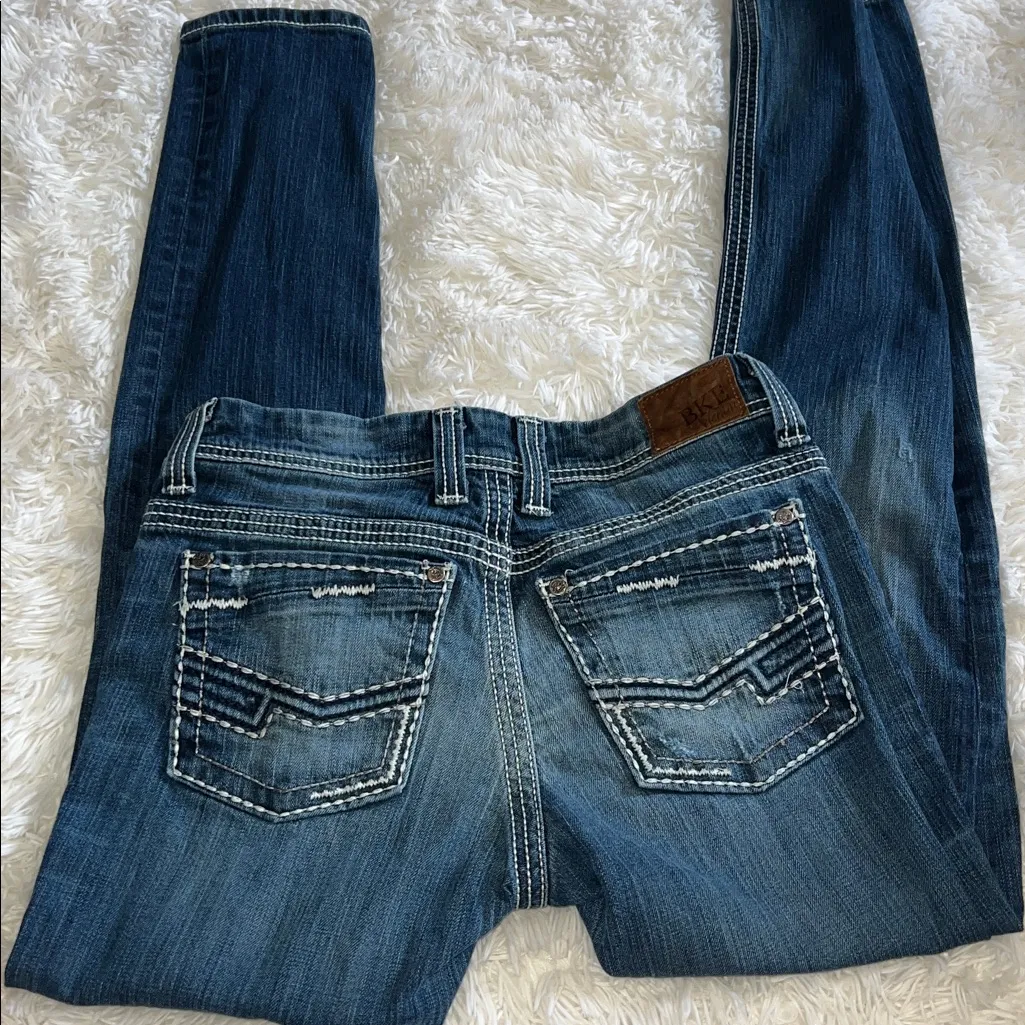 BKE Denim Payton Straight Leg Jeans Distressed Dark Wash 28 x 31 1/2 EUC - Image 8