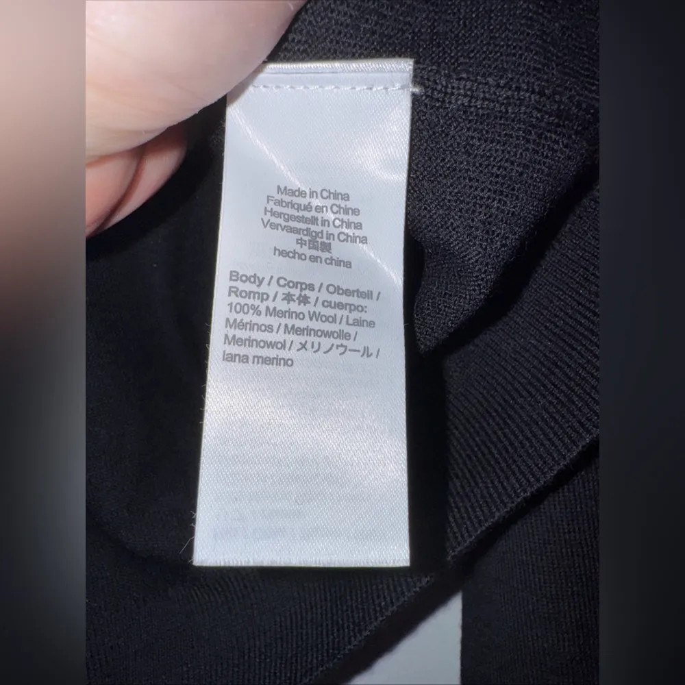 J Crew Medium Merino Wool Black Crew Neck Button Down Cardigan - Image 3