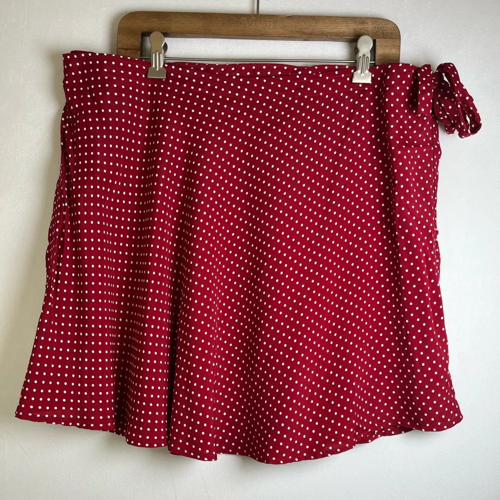 John Galt Red Polka Dot Wrap Skirt – One Size – 100% Rayon – Made in USA – NWT - Image 4