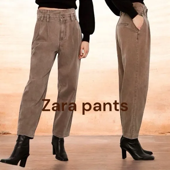 Zara Women’s Brown Paperbag pants - Image 2