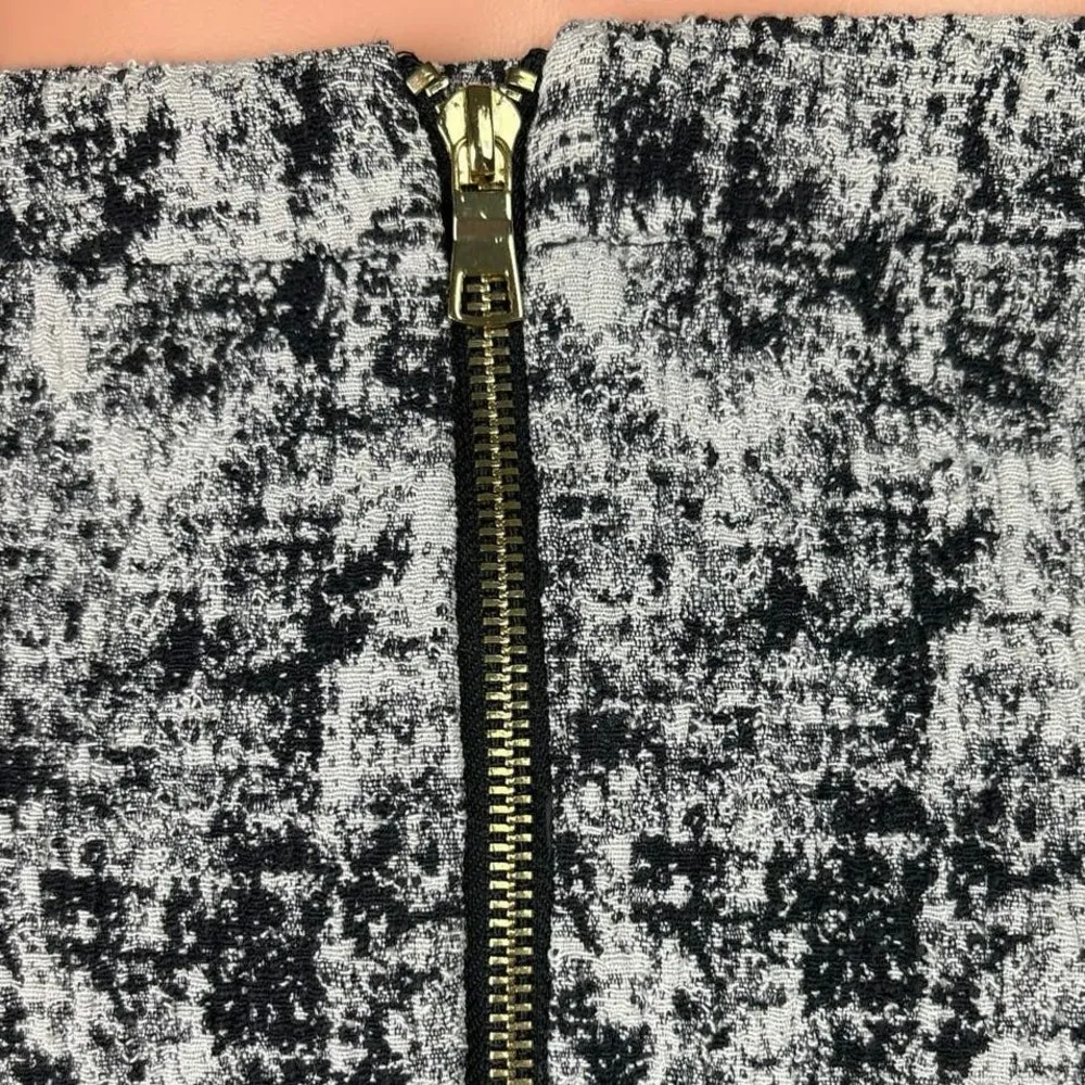 FRNCH Black Assymetrical Wrap Woven Tweed Straight Pencil Mini Skirt Size S - Image 7