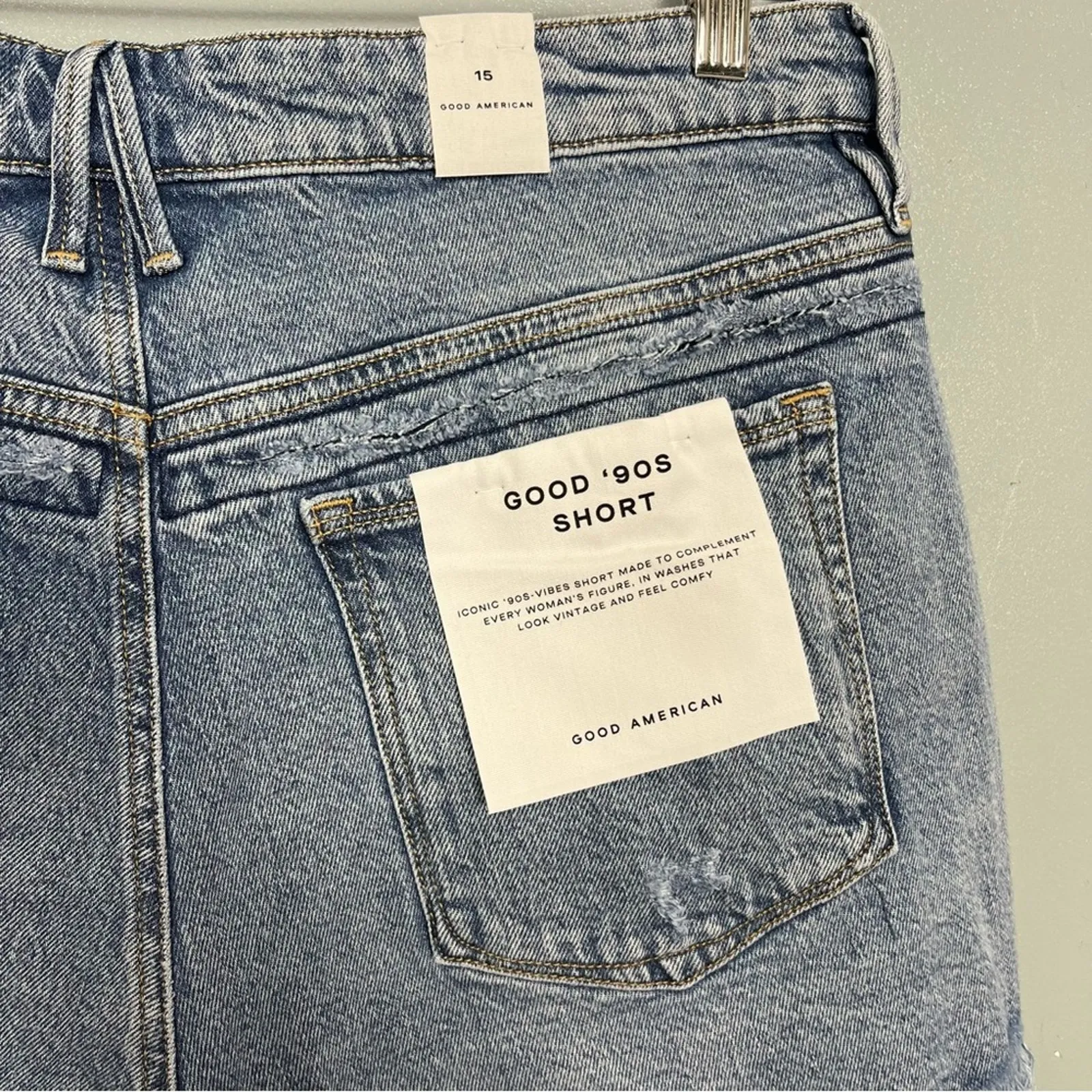 NWT Good American Good 90’s Short Denim Jean Cut Off High Rise Distressed - Image 5