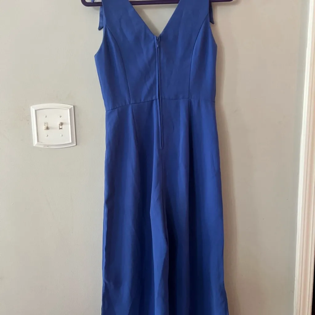 Lilly Pulitzer Blue V-Neck Cropped Jumpsuit Preppy Classic Wide Leg - Image 6