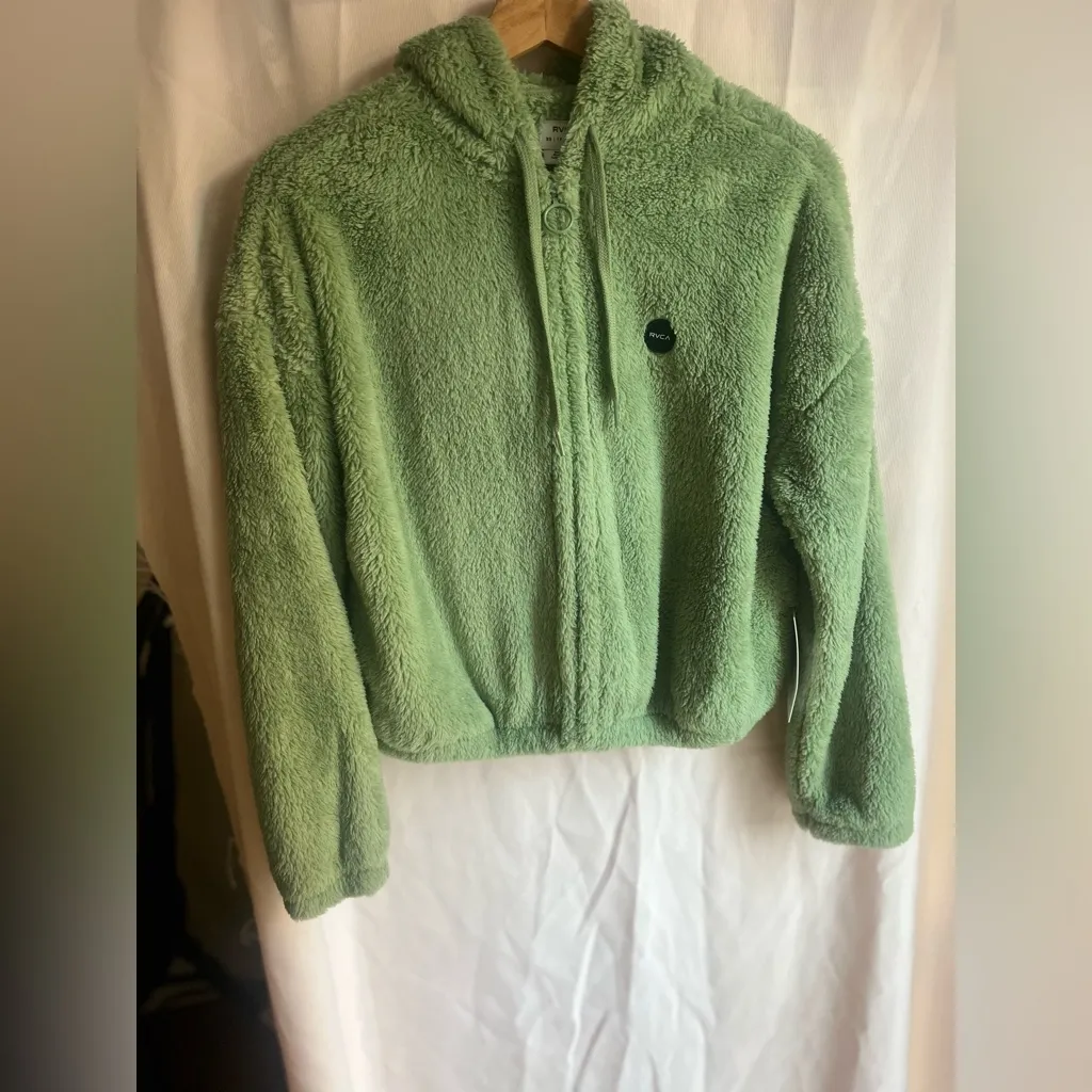RVCA Sage Green Fleece Hoodie - Image 2