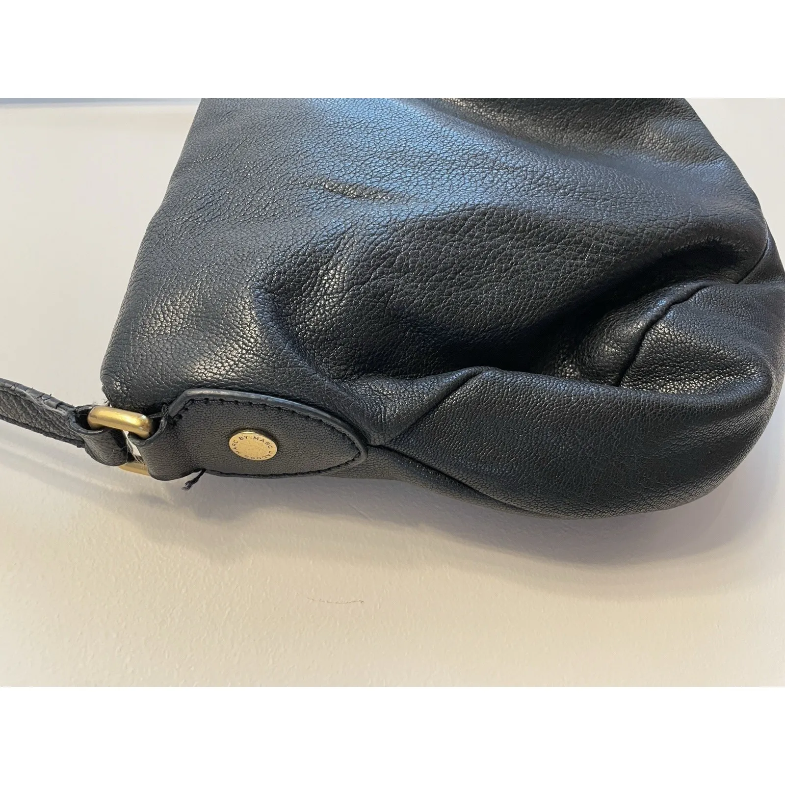 Marc by Marc Jacobs Bag Black Goat Leather Crossbody Handbag Purse Zipper‎ Used - Image 7