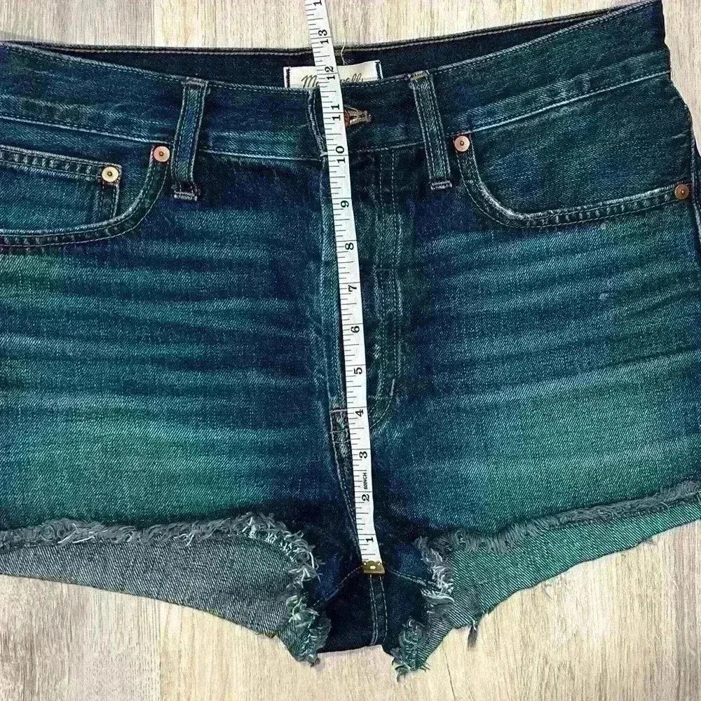 Madewell The Dad Jean Shorts Cutoff Dark Wash Denim High Rise Button Fly Size 27 - Image 9