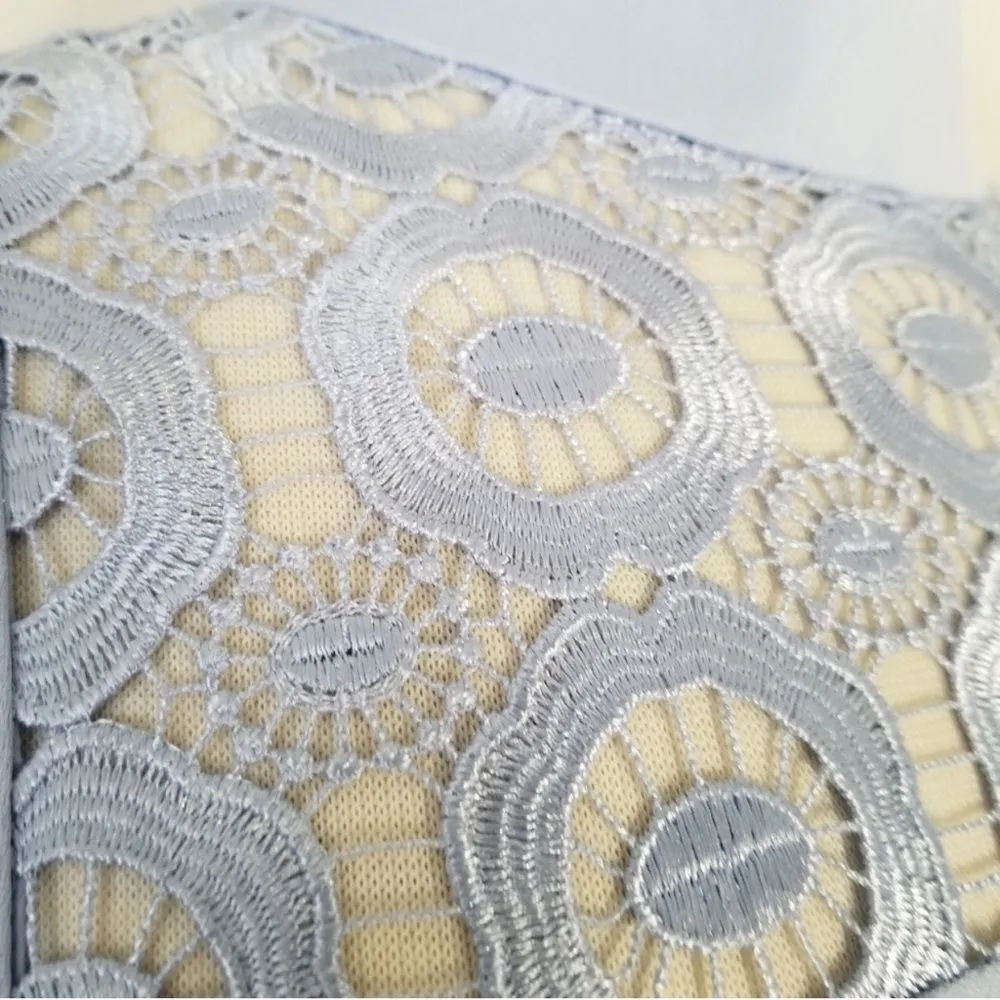 Ted Baker Light Blue Dress with Lace Flowered Bodice Sz 8 - Image 7