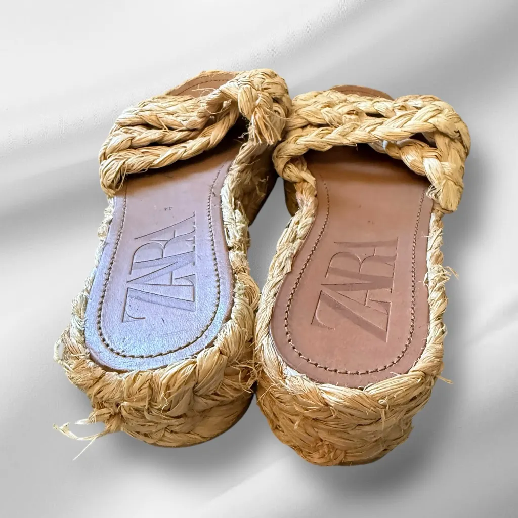Zara Braided‎ Straw Sandals - Image 4