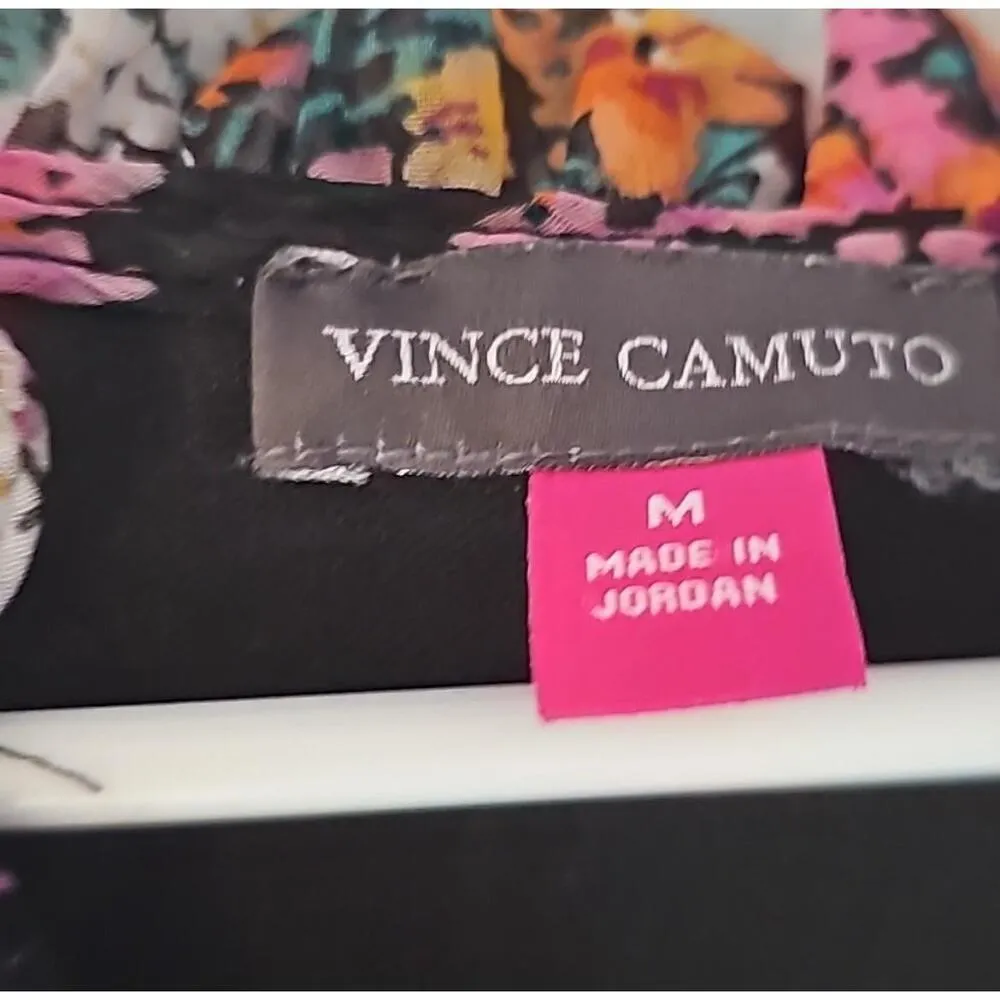 Vince Camuto floral bohemian Three Tier Mini Dress MEDIUM BLACK/Multi womens - Image 9