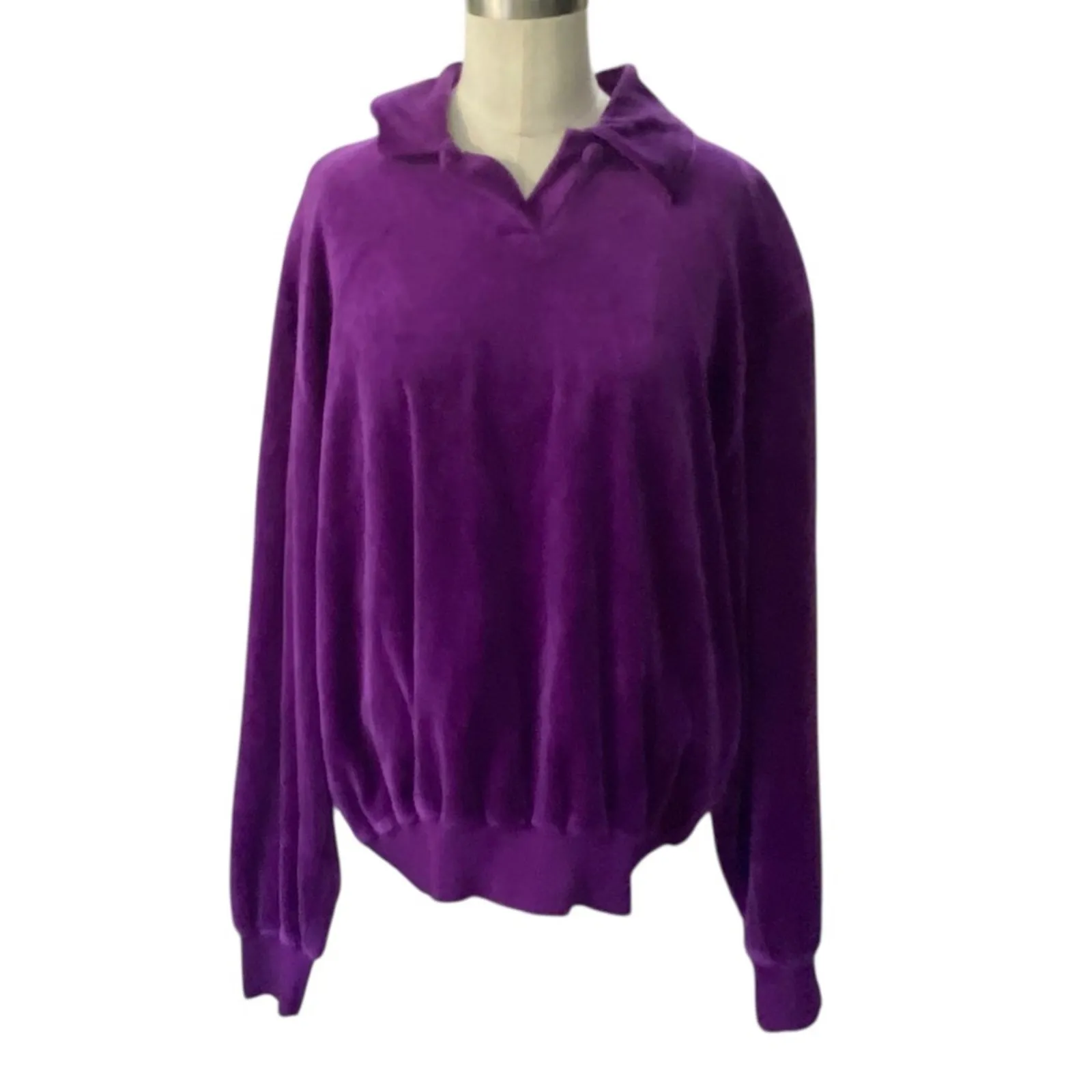 VINTAGE 90’s Lizsport Purple velvet velour pullover Top NEW Size LARGE - Image 10