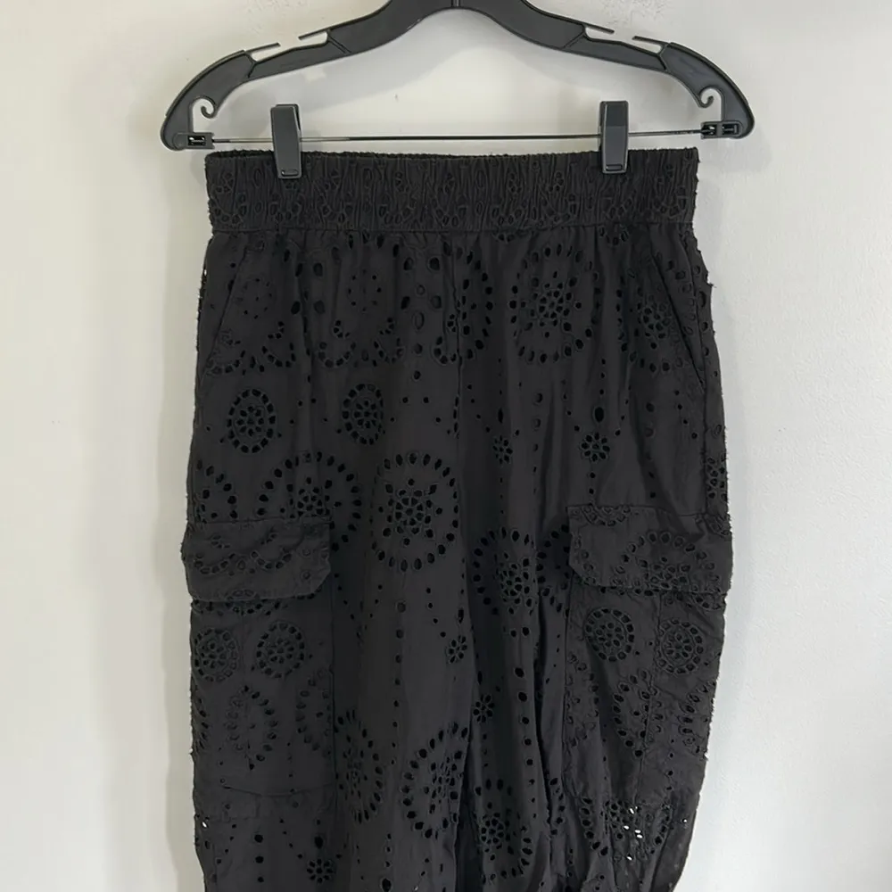 Christian Lacroix Black Eyelet Cargo Joggers - Image 3