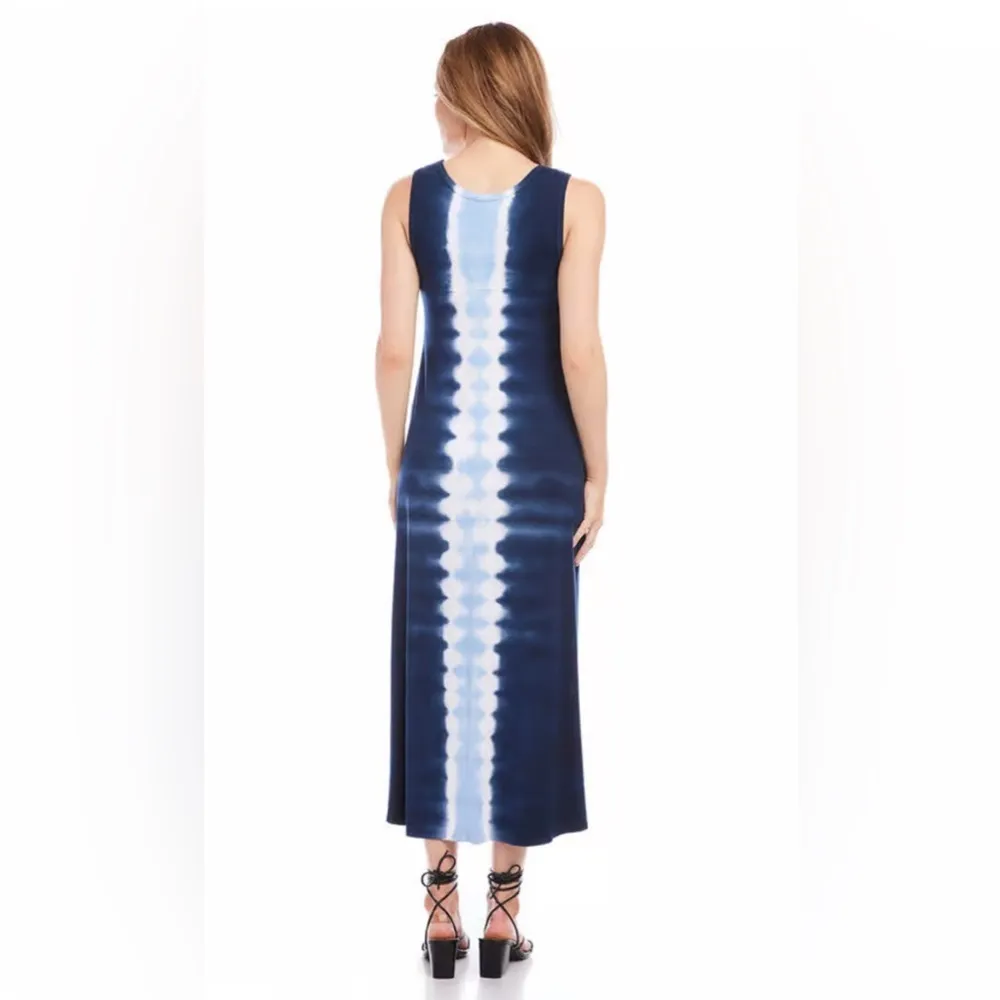 Karen Kane navy/white tie dye front slit jersey spandex midi dress. Size M. NWT. - Image 2