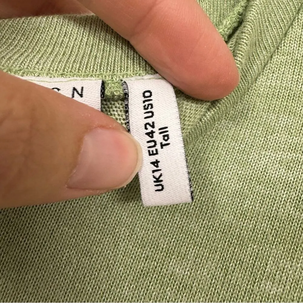 ASOS Sage Green Long Sleeve Jersey Knit Jumpsuit Womens 10 Tall Jogger Style - Image 5