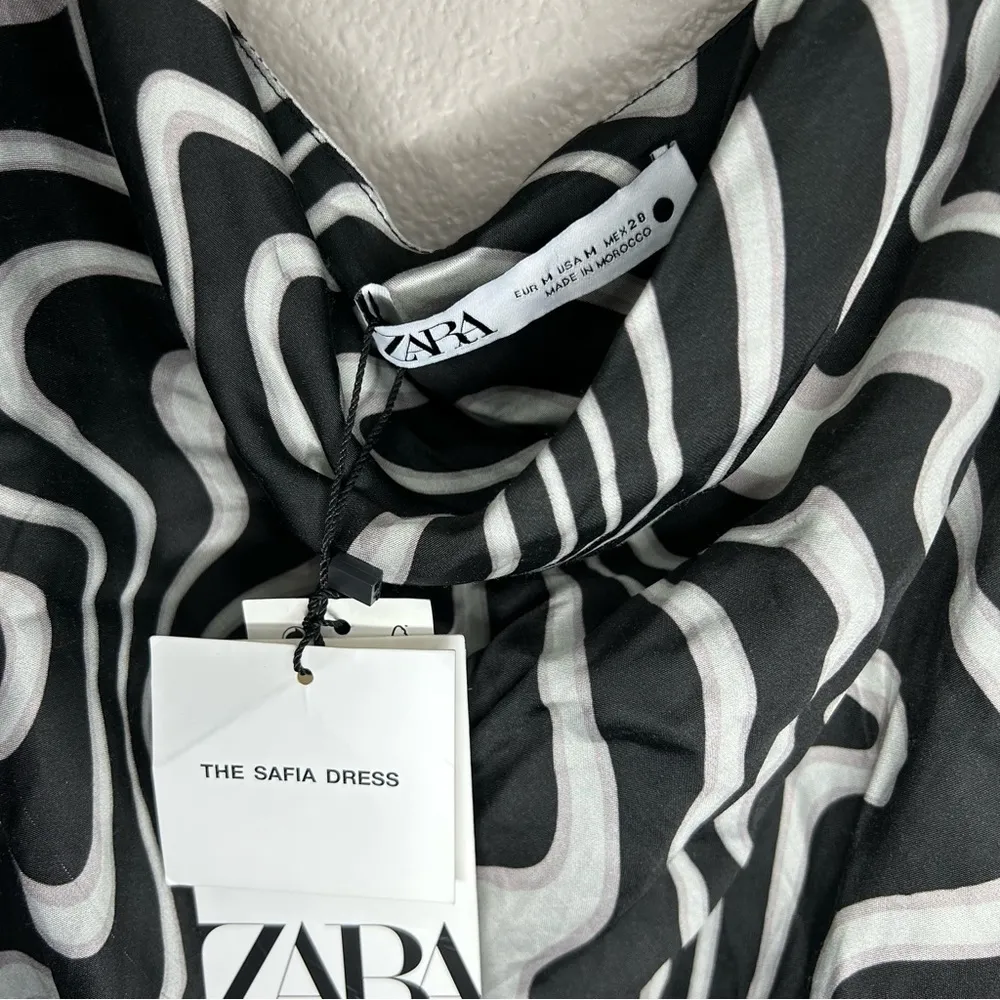 ZARA The Safia black abstract zebra print mini dress size medium - Image 6