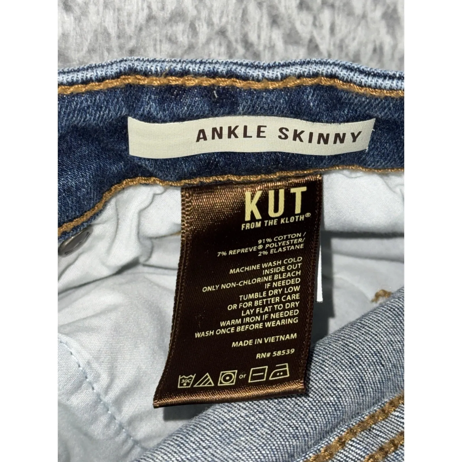 Kut‎ From The Kloth Jeans Women 14w Ankle Skinny Distressed Fringe Raw Hem Boho - Image 9