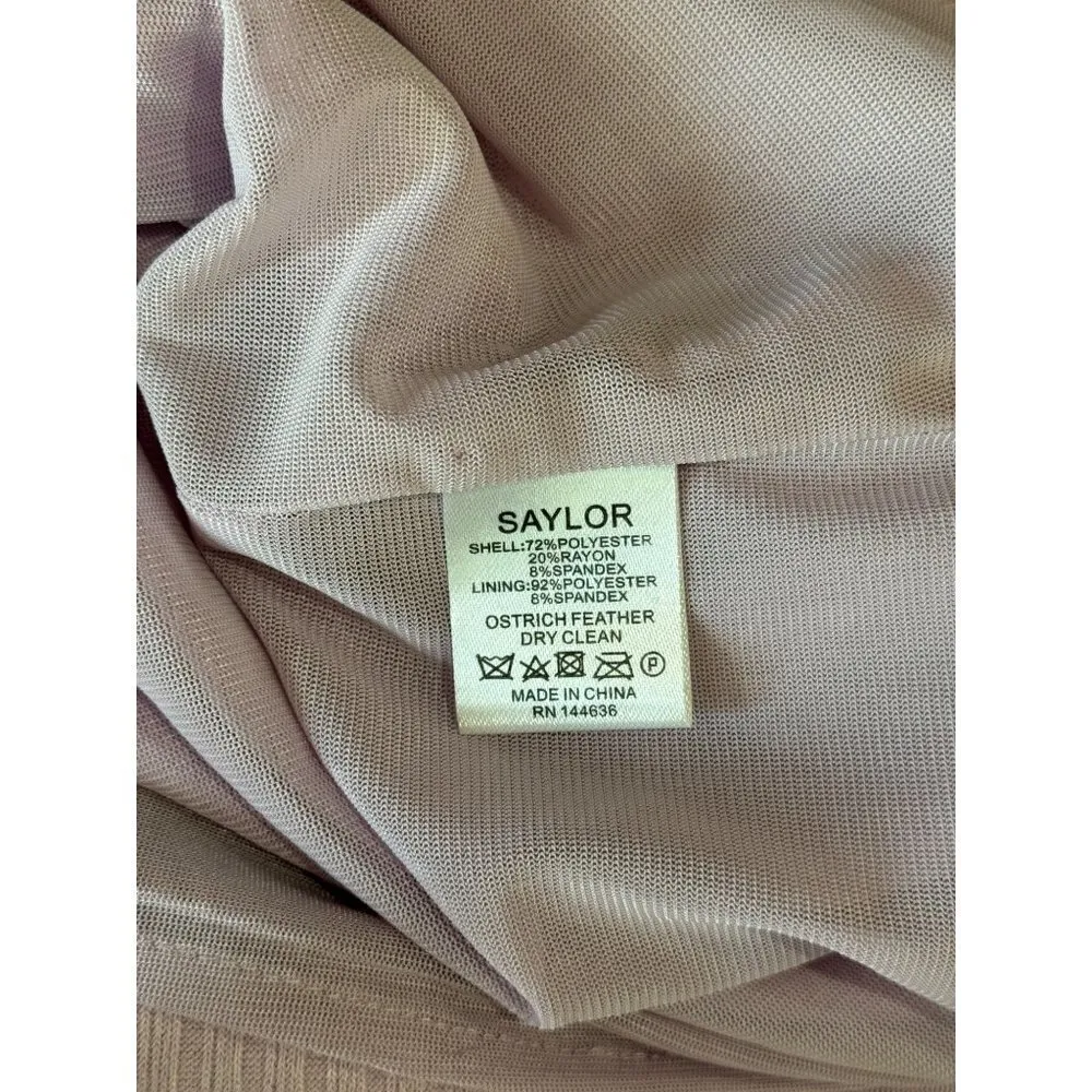 SAYLOR Ainsley Feather Trim Ribbed Halter Mini Dess Lavender Womens Size Large - Image 9
