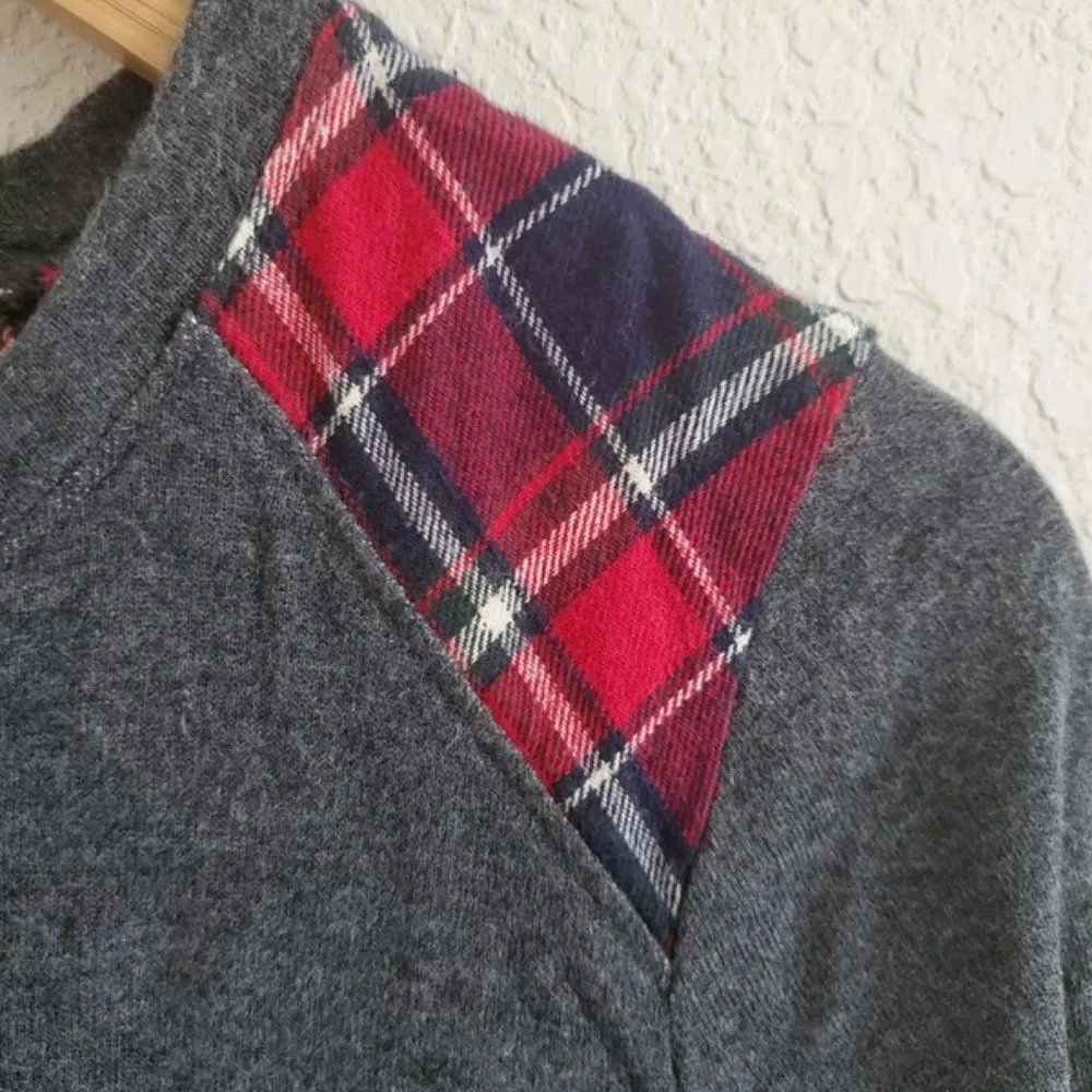 Forever 21 Plaid patch shoulder sweater S - Image 2