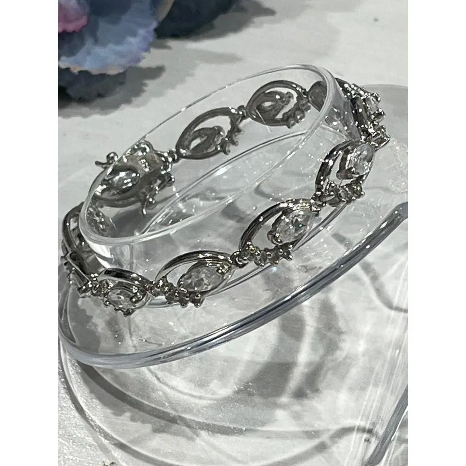 Vintage 925‎ silver tennis small bracelet 7” flat - Image 5