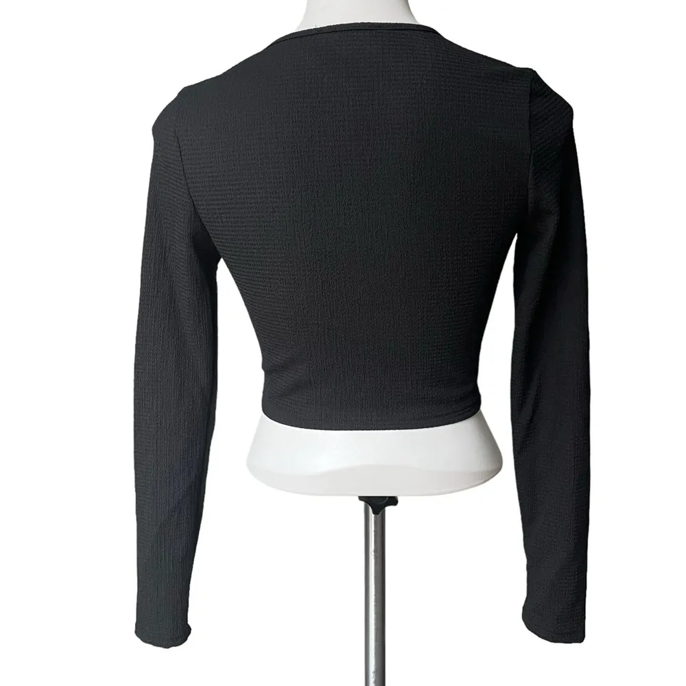 Cider  V-neck Solid Long Sleeve Top, Sz S - Image 4