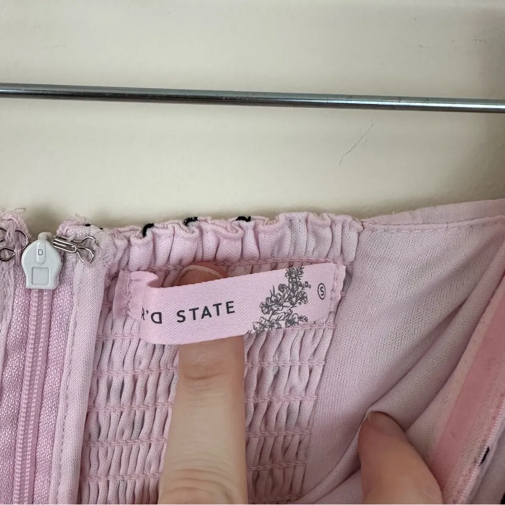 Altar'd State Light Pink Polka Dot Strapless Romper Ruched Bodice Small - Image 2