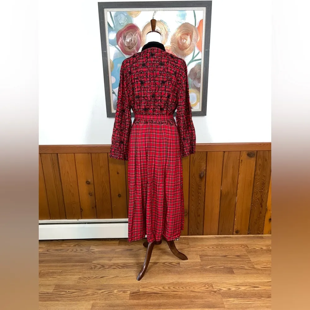 Darling Vintage 90s L.G.S. Tartan Plaid MIDI Dress! Size 16 - Image 7