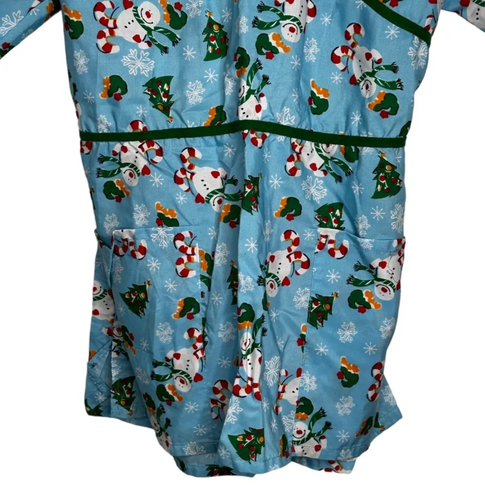 Shana Scrubs Christmas Scrub‎ Shirt Blue Size M - Image 3