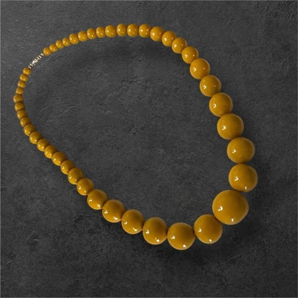Vintage Womens Chunky Yellow Beaded Statement Princess Matinee Necklace Y2K 90's - Image 2