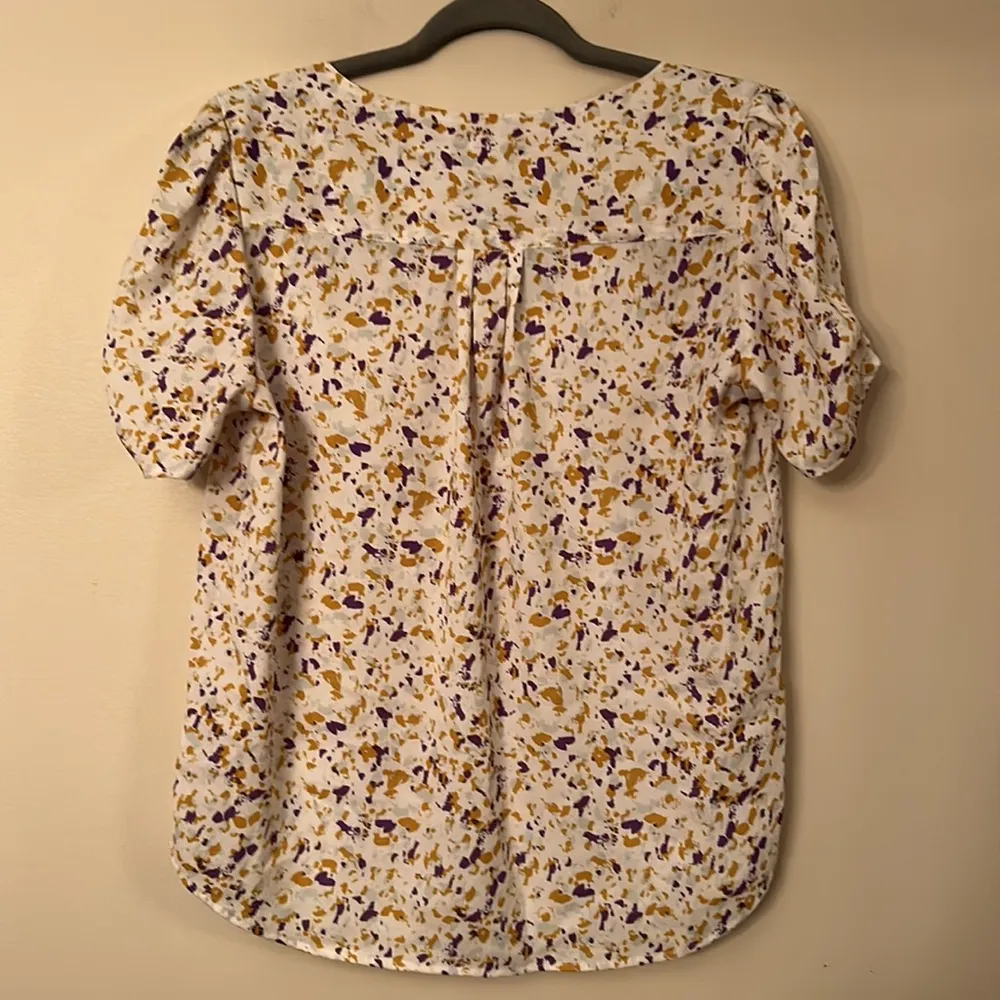 White Blouse with Yellow and Purple Splatter NWOT - Image 7