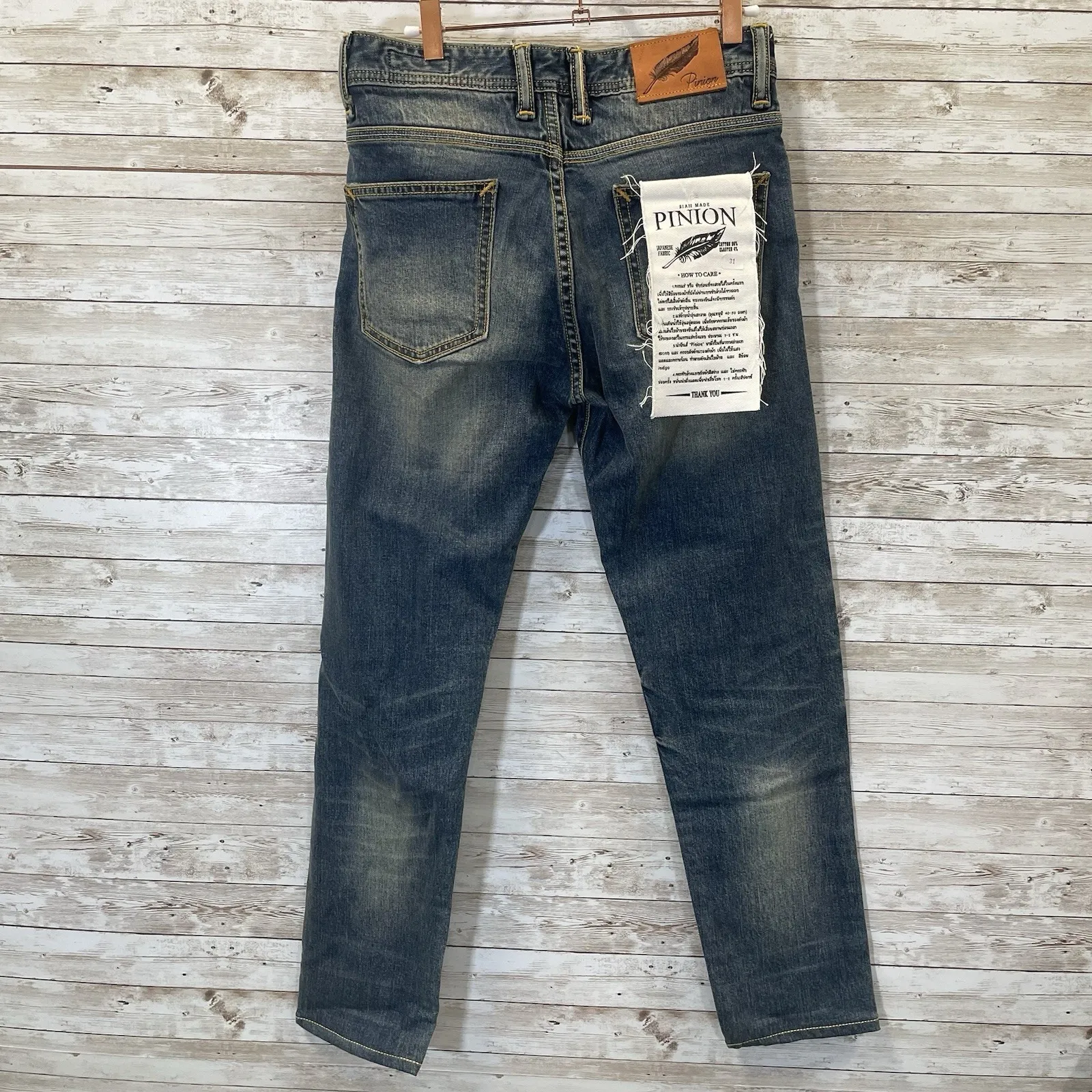 NEW Pinion Denim Jeans Japanese Selvedge 31 x 29 Button Fly New With Tag LOGO Blue - Image 3