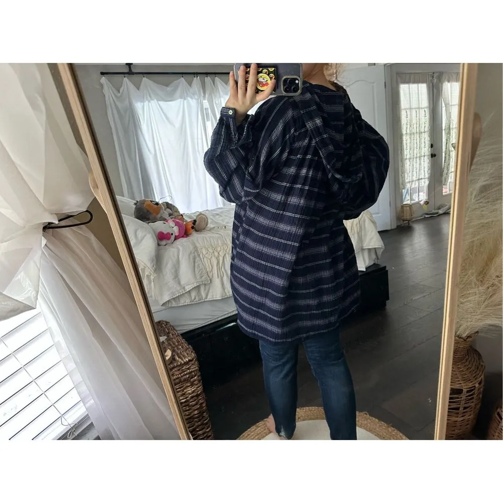 Free People Women’s Small Rolling Clouds Hooded Top In Navy - Image 3