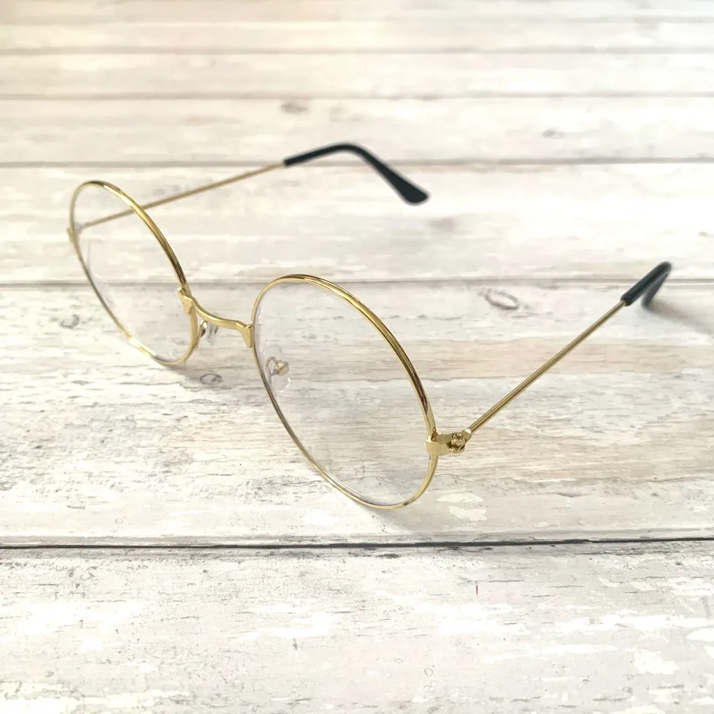 Bluelight Glasses Gold Metal Retro Round Frames OS Adult Blue Light Mens Womens - Image 3