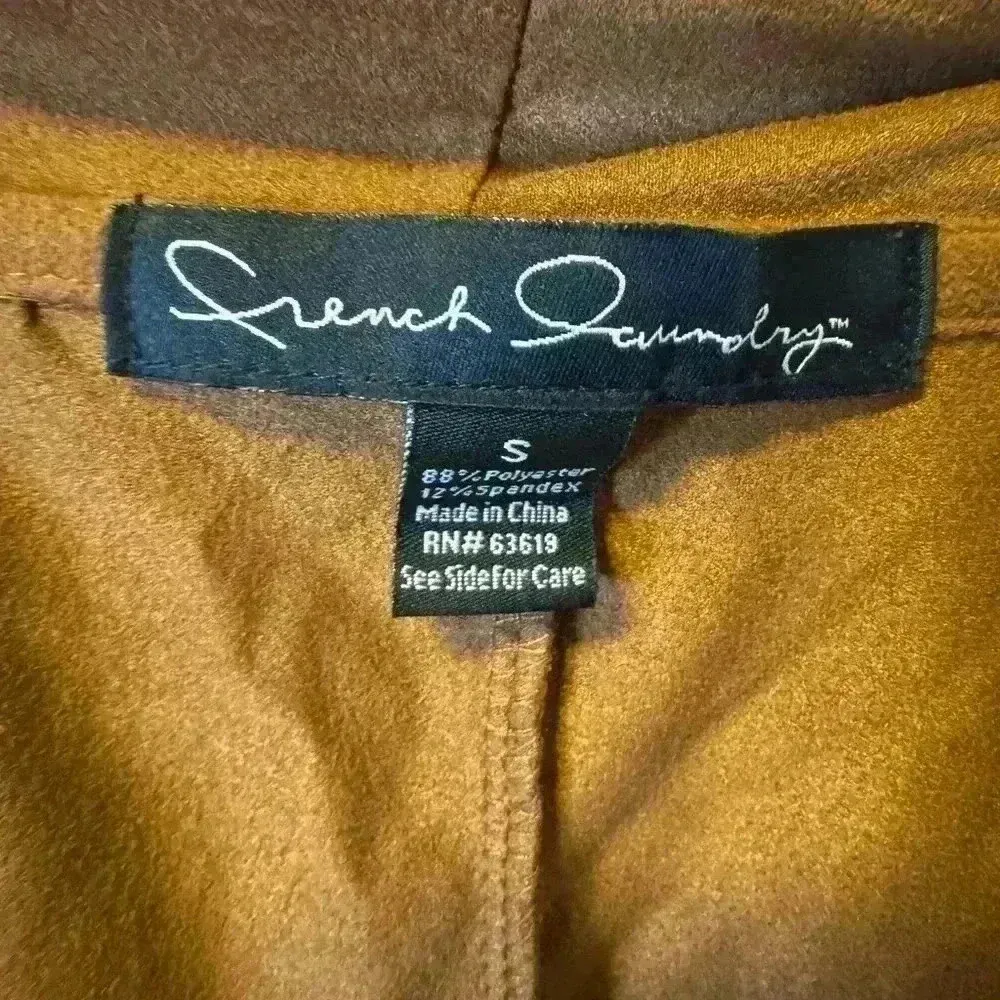 French Laundry Tan Faux Suede Fleece Lined  Draped Front fringe Vest Sz S.  #252 - Image 10