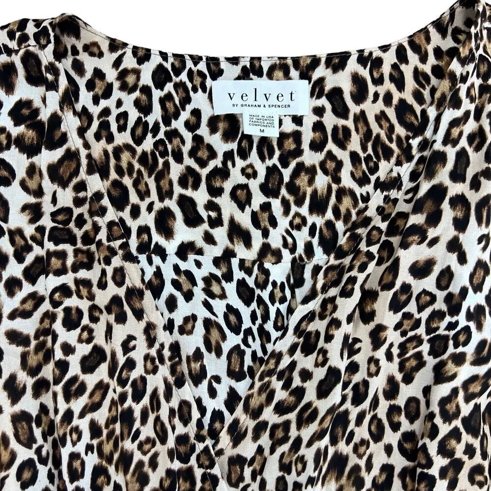 Velvet By Graham And Spencer  Anthropologie Leopard Print Wrap Dress Size Medium - Image 3