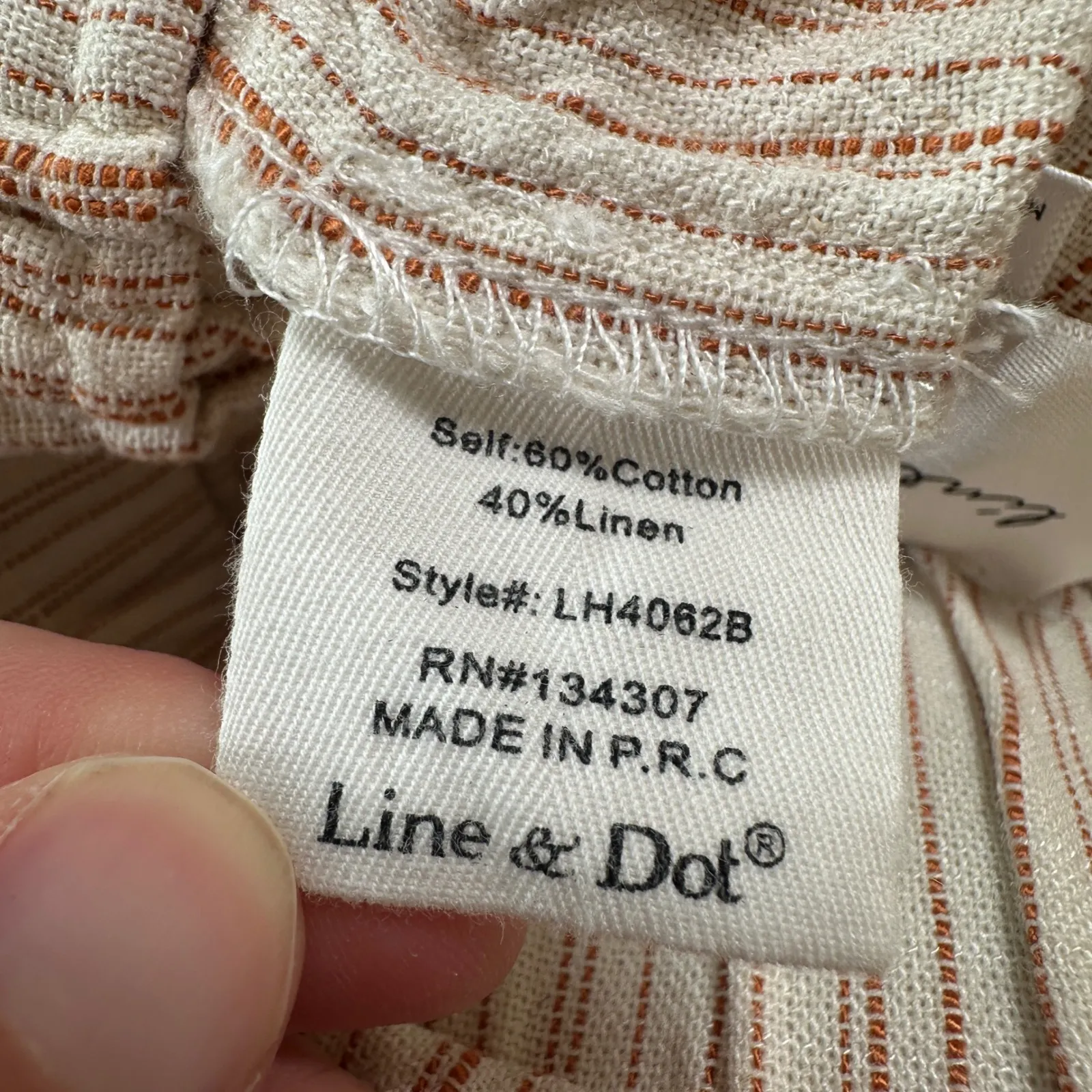 Line & Dot Paperbag Shorts Small High Tie Waist Striped Belted Linen Blend Comfy - Image 6