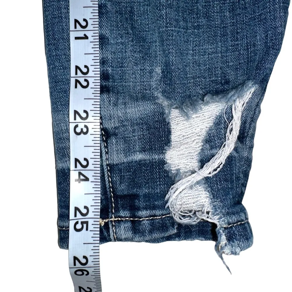 Good American Good Waist Destroyed High Rise Cropped Jeans in Blue634 4/27 - Image 9