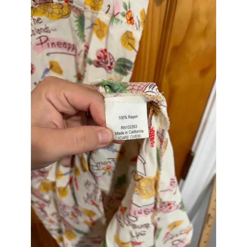 Loco Lindo Hawaiian Dress XS Pineapple Print Aloha Tiki Retro Rockabilly USA White - Image 3