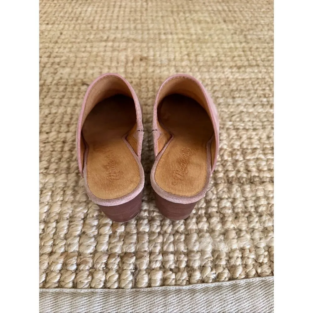 Madewell Harper Mule Pink Suede Leather Slip on Stacked Heels Shoes Women Sz 6 - Image 2
