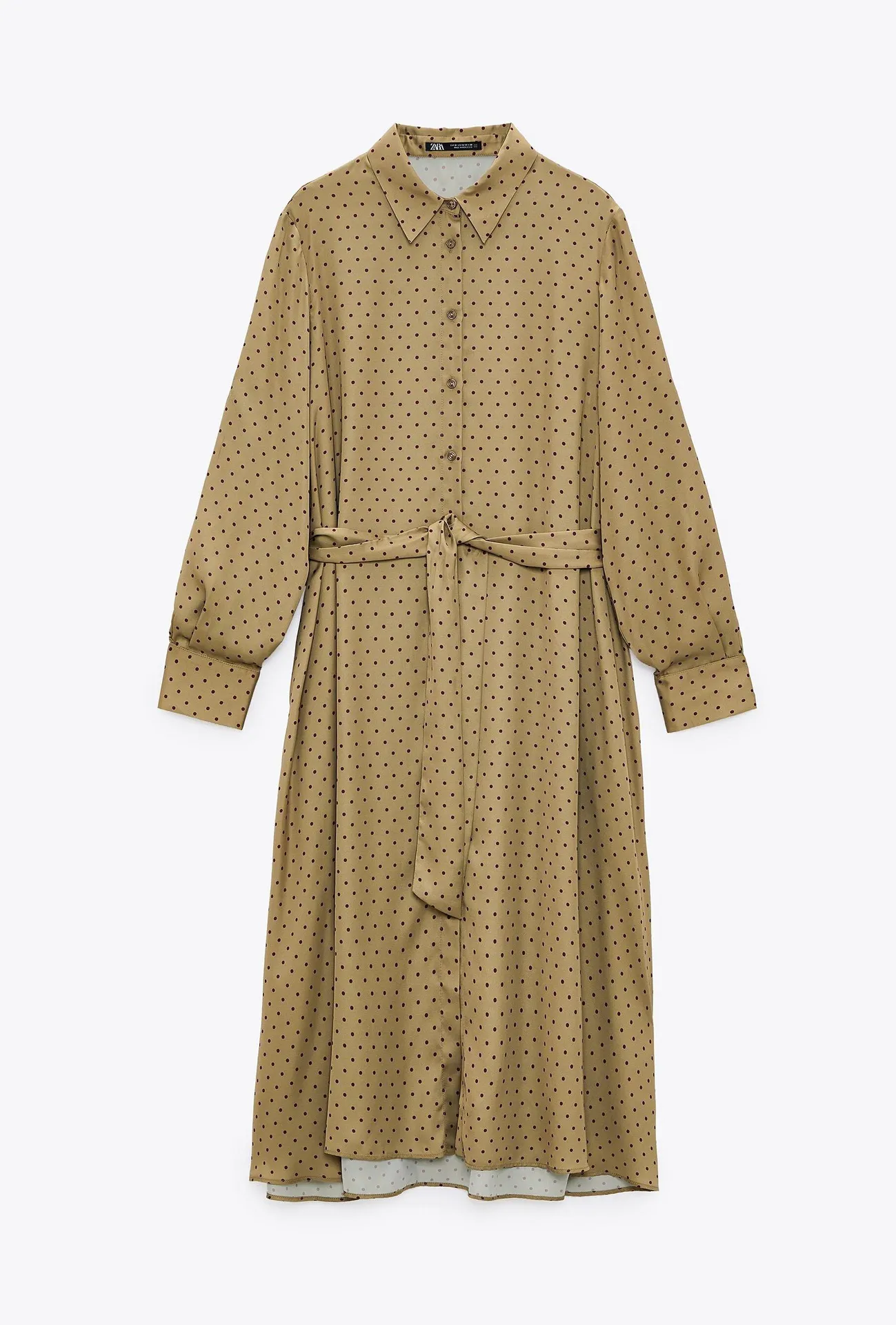 Polka Dot Satin Button Down Midi Dress - Image 4